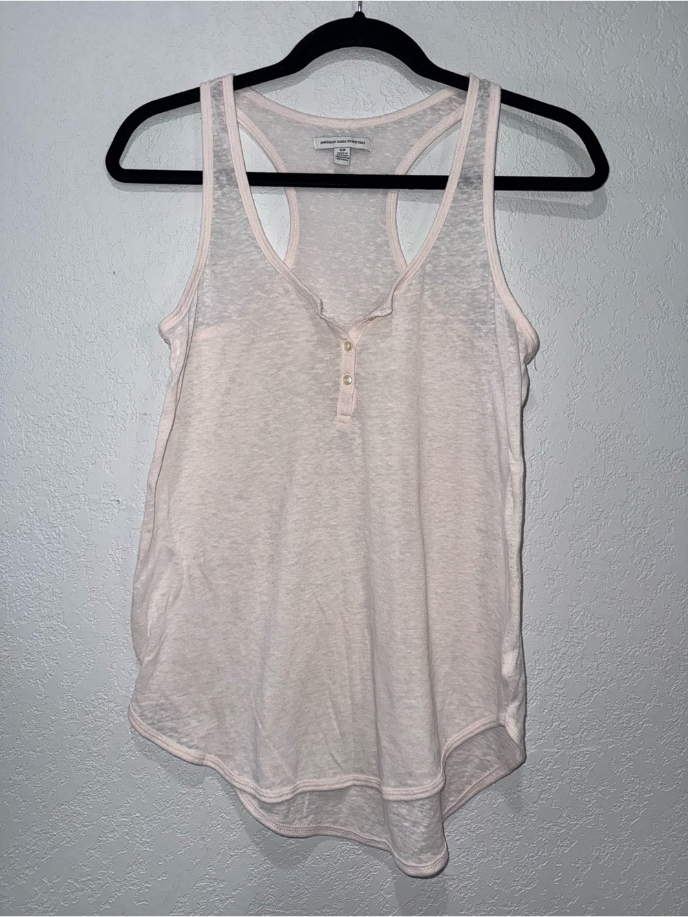 American Eagle Outfitters Light Pink Henley Racerback Tank